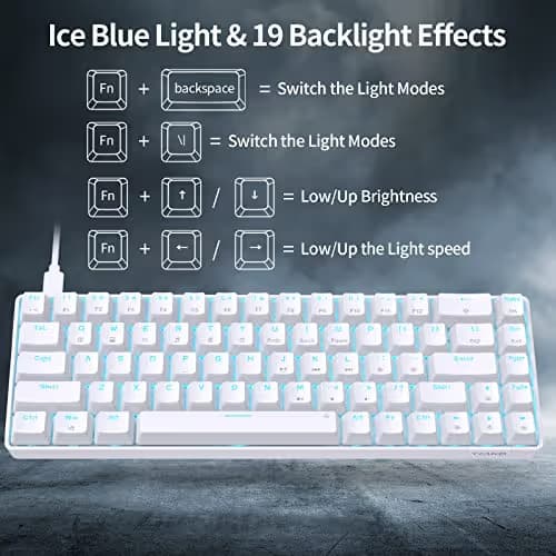 DIERYA T68SE 60% Gaming Mechanical Keyboard,Ultra Compact Mini 68 Key with Red Switches Wired Keyboard,Anti-Ghosting Keys, for Windows Laptops and PC Gamers,White image