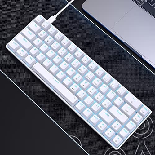 DIERYA T68SE 60% Gaming Mechanical Keyboard,Ultra Compact Mini 68 Key with Red Switches Wired Keyboard,Anti-Ghosting Keys, for Windows Laptops and PC Gamers,White image