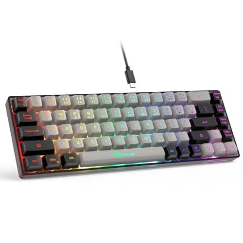 GEODMAER 65% Gaming Keyboard, Wired Backlit Mini Keyboard, Ultra-Compact Anti-Ghosting No-Conflict 68 Keys Membrane Gaming Wired Keyboard for PC Laptop Windows Gamer main image