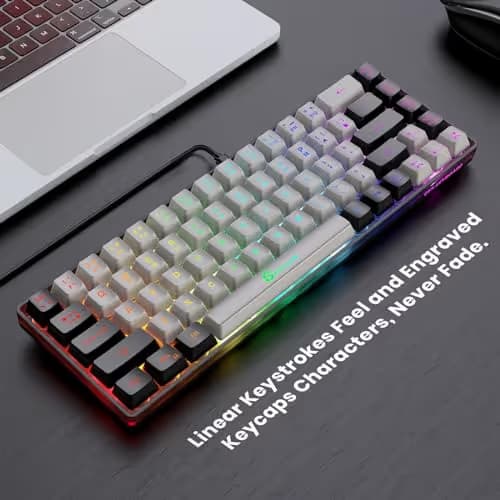 GEODMAER 65% Gaming Keyboard, Wired Backlit Mini Keyboard, Ultra-Compact Anti-Ghosting No-Conflict 68 Keys Membrane Gaming Wired Keyboard for PC Laptop Windows Gamer image