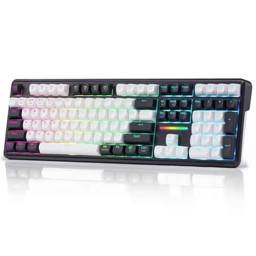 Redragon K745 PRO Wireless Gasket RGB Gaming Keyboard, 108 Keys Mechanical Keyboard w/Extra 4 Hotkeys, Hot-Swap Socket, 5-Layer Noise Dampening, See-Through Round PBT Keycaps, Mint Mambo Switch main image