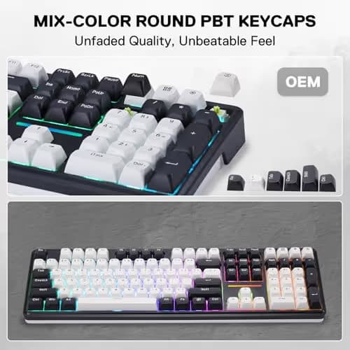 Redragon K745 PRO Wireless Gasket RGB Gaming Keyboard, 108 Keys Mechanical Keyboard w/Extra 4 Hotkeys, Hot-Swap Socket, 5-Layer Noise Dampening, See-Through Round PBT Keycaps, Mint Mambo Switch image