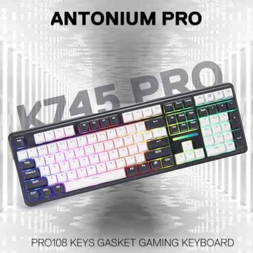 Redragon K745 PRO Wireless Gasket RGB Gaming Keyboard, 108 Keys Mechanical Keyboard w/Extra 4 Hotkeys, Hot-Swap Socket, 5-Layer Noise Dampening, See-Through Round PBT Keycaps, Mint Mambo Switch image