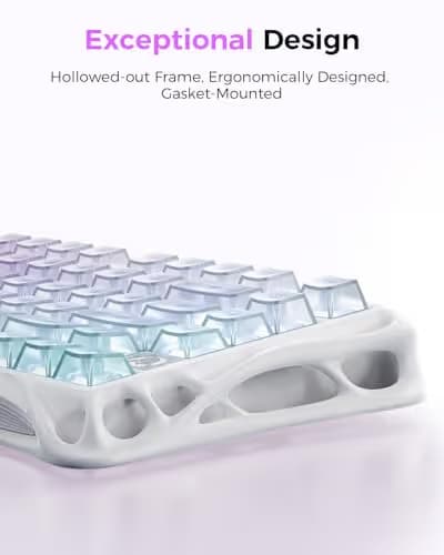 GravaStar Mercury K1 Lite 75% Gaming Keyboard, 2.4GHz/BT/Wired Tri-Mode Wireless Keyboard, Clear Keycaps Gasket Hot Swappable Mechanical Keyboard, Pre-lubed Linear Switches, RGB Backlit-Crystal Aurora image