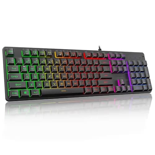 Redragon K521 Upgrade Rainbow LED Gaming Keyboard, 104 Keys Wired Mechanical Feeling Keyboard with Multimedia Keys, One-Touch Backlit, Anti-Ghosting, Compatible with PC, Mac, PS4/5, Xbox image