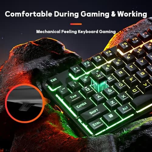 Redragon K521 Upgrade Rainbow LED Gaming Keyboard, 104 Keys Wired Mechanical Feeling Keyboard with Multimedia Keys, One-Touch Backlit, Anti-Ghosting, Compatible with PC, Mac, PS4/5, Xbox image