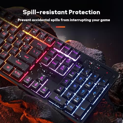 Redragon K521 Upgrade Rainbow LED Gaming Keyboard, 104 Keys Wired Mechanical Feeling Keyboard with Multimedia Keys, One-Touch Backlit, Anti-Ghosting, Compatible with PC, Mac, PS4/5, Xbox image