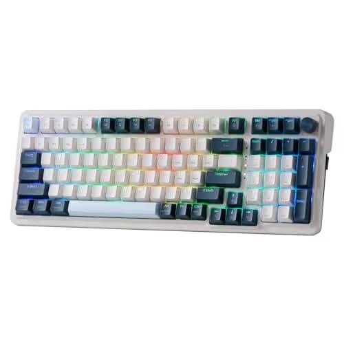 Redragon K686 PRO 98 Keys Wireless Gasket RGB Gaming Keyboard, 3-Mode Win/Mac Mechanical Keyboard w/5-Layer Noise Dampening, Dedicated Knob Control & Hot-Swap in Linear Red Switch, Blue Himmel Color main image