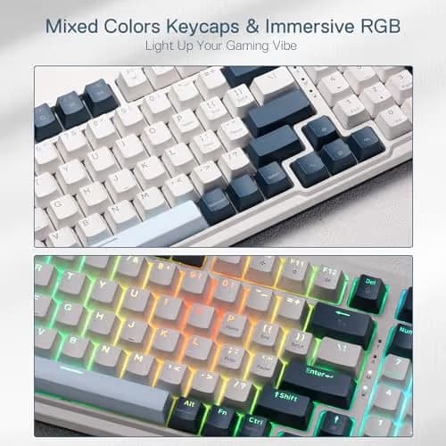 Redragon K686 PRO 98 Keys Wireless Gasket RGB Gaming Keyboard, 3-Mode Win/Mac Mechanical Keyboard w/5-Layer Noise Dampening, Dedicated Knob Control & Hot-Swap in Linear Red Switch, Blue Himmel Color image