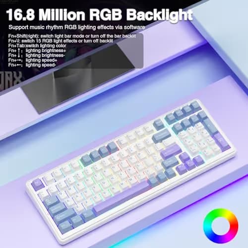 AULA F99 Wireless Mechanical Keyboard,Tri-Mode BT5.0/2.4GHz/USB-C Hot Swappable Custom Keyboard,Pre-lubed Linear Switches,Gasket Structure,RGB Backlit Gaming Keyboard for PC/Tablet/Xbox/PS4/PS5 image