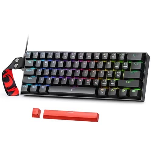 Redragon K617 HE Rapid Trigger Gaming Keyboard, 60% 61 Keys Wired Mechanical Keyboard w/Hyper-Fast Actuation, Dedicated Hall Effect Magnetic Switch, Actuation Point Adjustable, Strap Version image