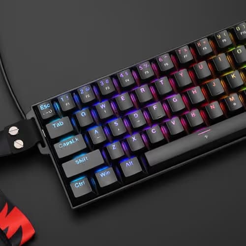 Redragon K617 HE Rapid Trigger Gaming Keyboard, 60% 61 Keys Wired Mechanical Keyboard w/Hyper-Fast Actuation, Dedicated Hall Effect Magnetic Switch, Actuation Point Adjustable, Strap Version image