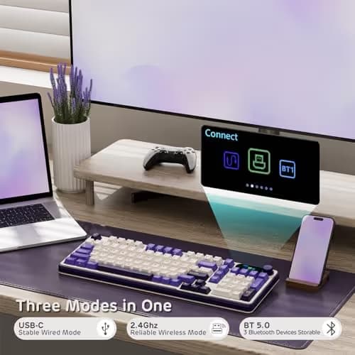 RK ROYAL KLUDGE S98 Mechanical Keyboard w/Smart Display & Knob, Top Mount 96% Wireless Mechanical Keyboard BT/2.4G/USB-C, Hot Swappable, Software Support, Massive Battery, 98 Keys image