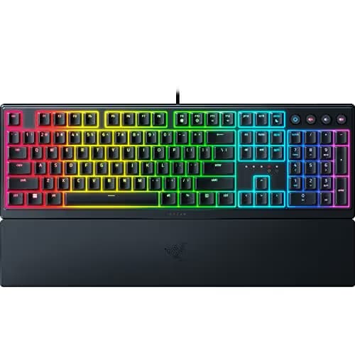 Razer Ornata V3 Gaming Keyboard: Low Profile Keys - Mecha Membrane Switches - UV Coated Keycaps - Backlit Media Keys - 10 Zone RGB Lighting - Spill Resistant - Magnetic Wrist Wrest - Snap Tap image