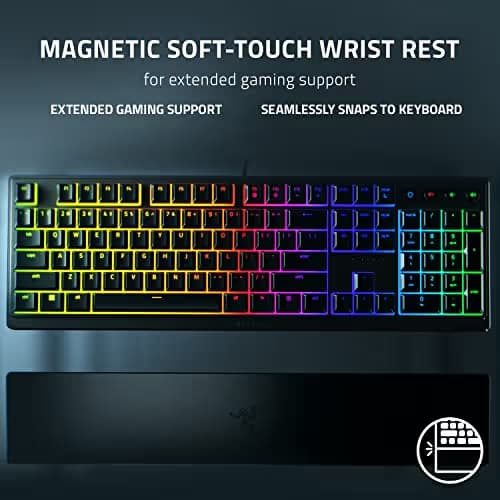 Razer Ornata V3 Gaming Keyboard: Low Profile Keys - Mecha Membrane Switches - UV Coated Keycaps - Backlit Media Keys - 10 Zone RGB Lighting - Spill Resistant - Magnetic Wrist Wrest - Snap Tap image