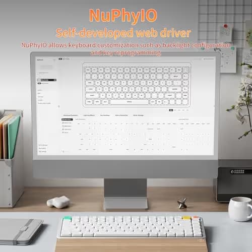 nuphy Air75 V3 Hot Swappable Wireless Mechanical Keyboard, 84 Keys 75% Custom Low Profile Keyboard with Knob, RGB Backlit, Gasket Mounted, Support Bluetooth/2.4GHz/USB-C,White-Brown Nano image