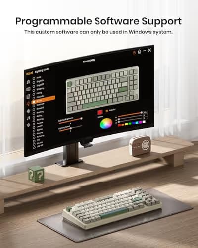 Kisnt KN85 Wireless Mechanical Gaming Keyboard, 75% Layout with RGB Backlit, Custom Hot Swappable, Creamy Sound, Bluetooth/2.4GHz/USB-C Compatible with Windows/Mac/PC (Industrial Gray,Linear Switch) image