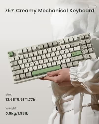 Kisnt KN85 Wireless Mechanical Gaming Keyboard, 75% Layout with RGB Backlit, Custom Hot Swappable, Creamy Sound, Bluetooth/2.4GHz/USB-C Compatible with Windows/Mac/PC (Industrial Gray,Linear Switch) image
