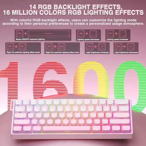 Aula WIN60 HE - 60% Mechanical Gaming Keyboard Wired, Hall Effect Magnetic Switch Hot Swappable,8000 Hz Polling Rate, RGB Keyboard 60 Percent Compact Design for PC (Gradient Pink) image