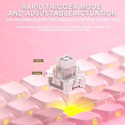 Aula WIN60 HE - 60% Mechanical Gaming Keyboard Wired, Hall Effect Magnetic Switch Hot Swappable,8000 Hz Polling Rate, RGB Keyboard 60 Percent Compact Design for PC (Gradient Pink) image