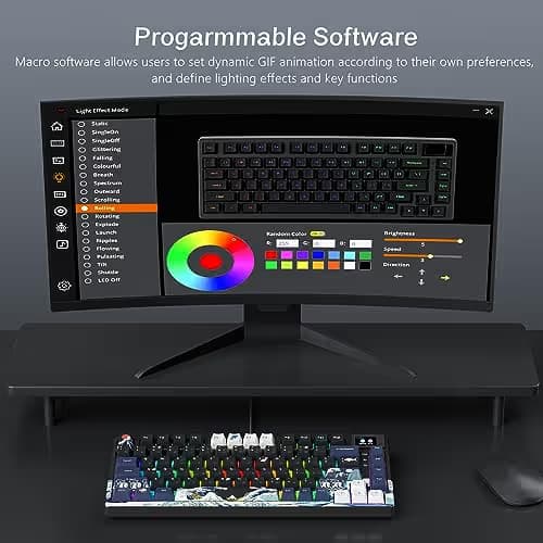 Womier SK80 75% Keyboard with Color Multimedia Display Mechanical Gaming Keyboard Creamy Sound, Wired Hot Swappable Gasket Mount RGB Custom Key Board, Pre-lubed Stabilizer for Mac/Win, Black Kanagawa image