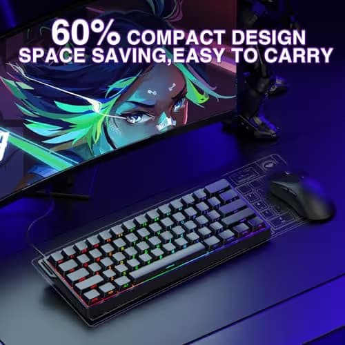 Aula WIN60 HE - 60% Mechanical Gaming Keyboard Wired, Magnetic Switch Hot Swappable, Adjustable Actuation Rapid Trigger Mode, 8000 Hz Polling Rate, RGB Small Keyboard 60 Percent Compact Design for PC image