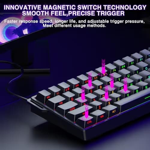 Aula WIN60 HE - 60% Mechanical Gaming Keyboard Wired, Magnetic Switch Hot Swappable, Adjustable Actuation Rapid Trigger Mode, 8000 Hz Polling Rate, RGB Small Keyboard 60 Percent Compact Design for PC image