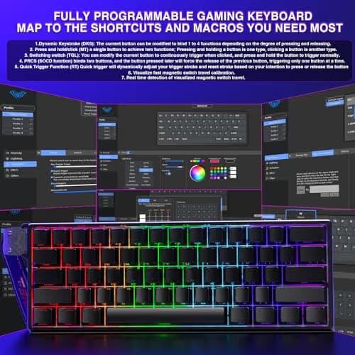 Aula WIN60 HE - 60% Mechanical Gaming Keyboard Wired, Magnetic Switch Hot Swappable, Adjustable Actuation Rapid Trigger Mode, 8000 Hz Polling Rate, RGB Small Keyboard 60 Percent Compact Design for PC image