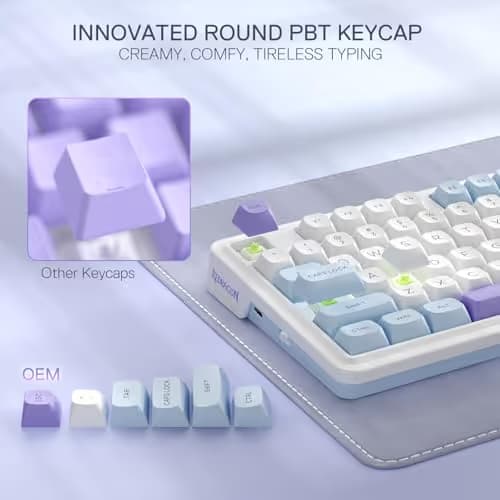 Redragon K673 MAX 75% Wireless Gasket RGB Gaming Keyboard, 3-Modes 81 Keys PBT Compact Mechanical Keyboard w/Hot-Swap Socket, Dedicated Knob Control & 5-Layer Noise Dampening, Custom Linear Switch image