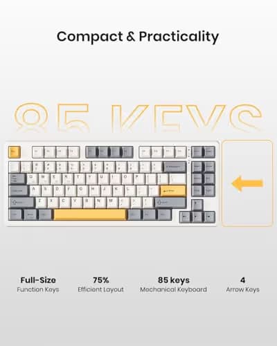 Kisnt KN85 Wireless Mechanical Gaming Keyboard, 75% Layout with RGB Backlit, Custom Hot Swappable, Creamy Sound, Bluetooth/2.4GHz/USB-C Compatible with Windows/Mac/PC(Retro Beige,Linear Switch) image