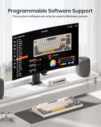 Kisnt KN85 Wireless Mechanical Gaming Keyboard, 75% Layout with RGB Backlit, Custom Hot Swappable, Creamy Sound, Bluetooth/2.4GHz/USB-C Compatible with Windows/Mac/PC(Retro Beige,Linear Switch) image