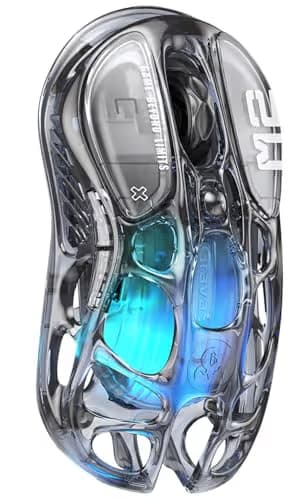 GravaStar Mercury M2 Wireless Gaming Mouse with 26,000 DPI, PAW3395DM Sensor -79g Lightweight Hollowed-Out Design -5 Programmable Buttons -5 Dynamic Lightsync RGB - Transparent Black image