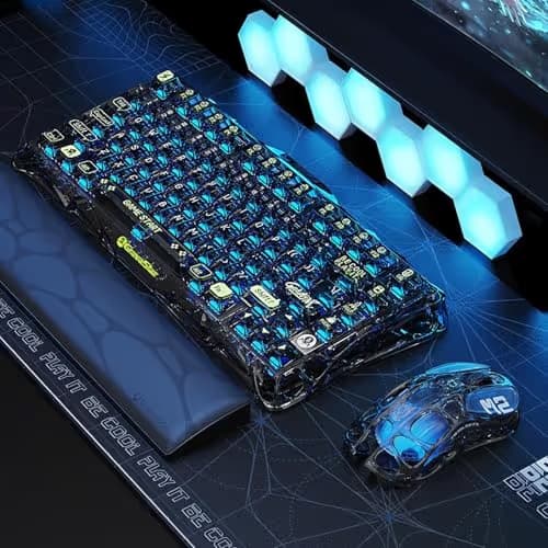 GravaStar Mercury M2 Wireless Gaming Mouse with 26,000 DPI, PAW3395DM Sensor -79g Lightweight Hollowed-Out Design -5 Programmable Buttons -5 Dynamic Lightsync RGB - Transparent Black image
