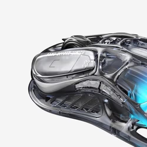 GravaStar Mercury M2 Wireless Gaming Mouse with 26,000 DPI, PAW3395DM Sensor -79g Lightweight Hollowed-Out Design -5 Programmable Buttons -5 Dynamic Lightsync RGB - Transparent Black image