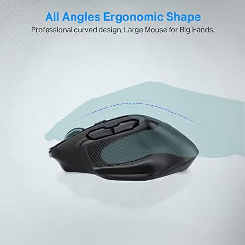 E-YOOSO Large Wireless Mouse for Big Hands, X-31 Cordless Ergo Computer Mouse, 6 Buttons, 5-Level 4800 DPI, 18 Months Battery Life, for Laptop, PC, Chromebook (Black) image