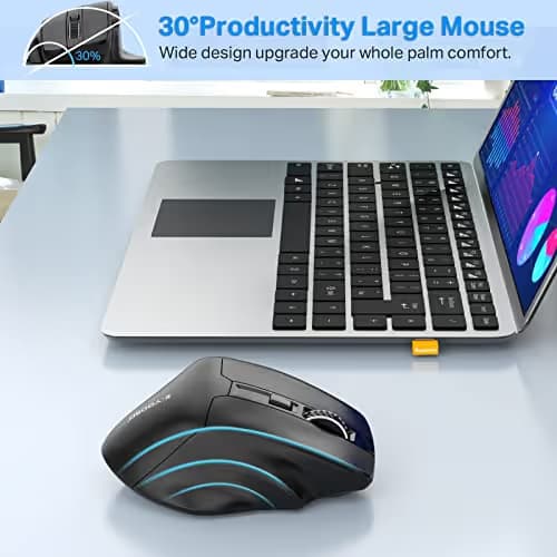 E-YOOSO Large Wireless Mouse for Big Hands, X-31 Cordless Ergo Computer Mouse, 6 Buttons, 5-Level 4800 DPI, 18 Months Battery Life, for Laptop, PC, Chromebook (Black) image