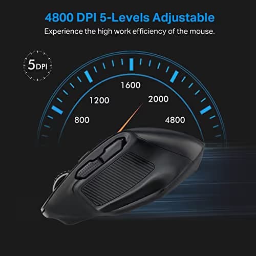 E-YOOSO Large Wireless Mouse for Big Hands, X-31 Cordless Ergo Computer Mouse, 6 Buttons, 5-Level 4800 DPI, 18 Months Battery Life, for Laptop, PC, Chromebook (Black) image