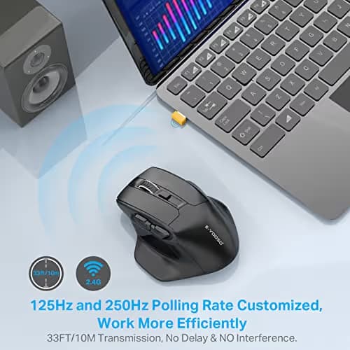 E-YOOSO Large Wireless Mouse for Big Hands, X-31 Cordless Ergo Computer Mouse, 6 Buttons, 5-Level 4800 DPI, 18 Months Battery Life, for Laptop, PC, Chromebook (Black) image