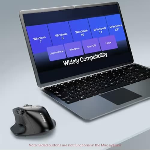 E-YOOSO Large Wireless Mouse for Big Hands, X-31 Cordless Ergo Computer Mouse, 6 Buttons, 5-Level 4800 DPI, 18 Months Battery Life, for Laptop, PC, Chromebook (Black) image