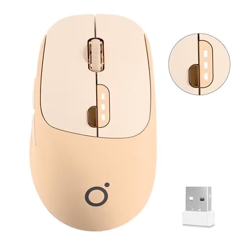 SEUNKWANG EWEADN Q5 Wireless Mouse, Bluetooth & 2.4G Quiet Computer Mouses with Battery Level Display, 1600 DPI, Ergonomic Office Mouse, 6 Button Portable Cute Computer Mouse for Laptop/PC/Mac - Pink main image