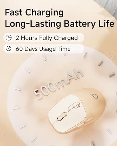 SEUNKWANG EWEADN Q5 Wireless Mouse, Bluetooth & 2.4G Quiet Computer Mouses with Battery Level Display, 1600 DPI, Ergonomic Office Mouse, 6 Button Portable Cute Computer Mouse for Laptop/PC/Mac - Pink image