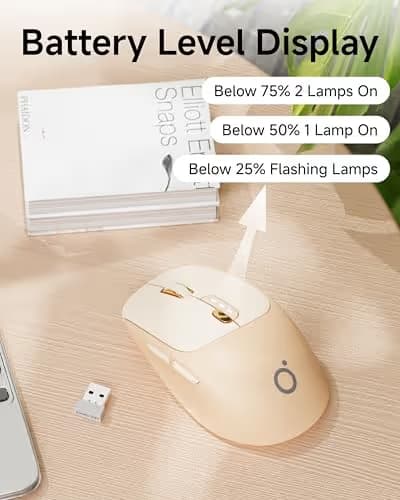 SEUNKWANG EWEADN Q5 Wireless Mouse, Bluetooth & 2.4G Quiet Computer Mouses with Battery Level Display, 1600 DPI, Ergonomic Office Mouse, 6 Button Portable Cute Computer Mouse for Laptop/PC/Mac - Pink image