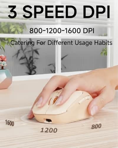 SEUNKWANG EWEADN Q5 Wireless Mouse, Bluetooth & 2.4G Quiet Computer Mouses with Battery Level Display, 1600 DPI, Ergonomic Office Mouse, 6 Button Portable Cute Computer Mouse for Laptop/PC/Mac - Pink image