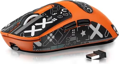 MANBASNAKE Attack Shark X3 Wireless Gaming Mouse, 49g Triple Mode Ergonomic Computer Mouse, PAW3395 26K DPI Sensor, 200h Battery Life, Griptape, Programmable Buttons for PC/Laptop/Mac (Orange) image