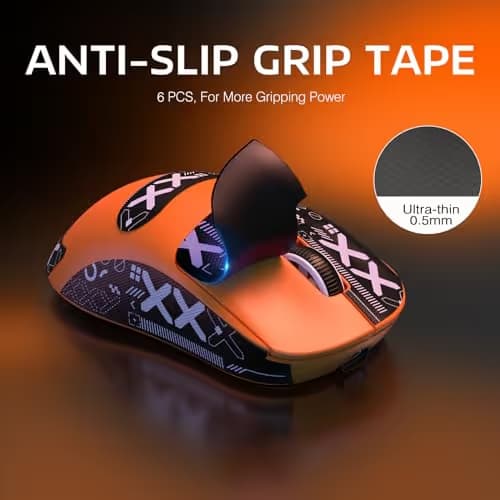 MANBASNAKE Attack Shark X3 Wireless Gaming Mouse, 49g Triple Mode Ergonomic Computer Mouse, PAW3395 26K DPI Sensor, 200h Battery Life, Griptape, Programmable Buttons for PC/Laptop/Mac (Orange) image