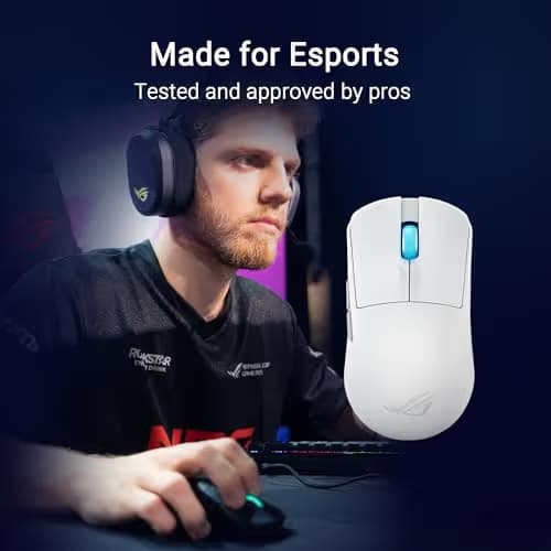 ASUS ROG Harpe Ace Mini Wireless Gaming Mouse – Small Compact Design, 49g Lightweight, 36K DPI AimPoint Sensor, Esports & FPS Gaming, Pro-Approved, White image