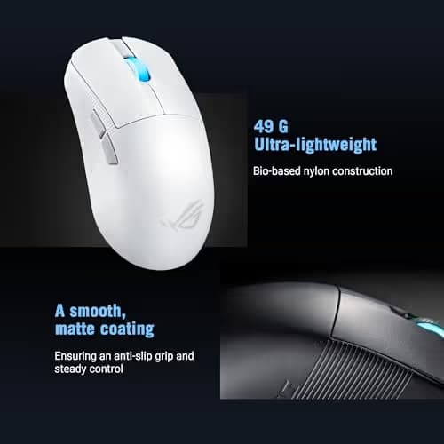 ASUS ROG Harpe Ace Mini Wireless Gaming Mouse – Small Compact Design, 49g Lightweight, 36K DPI AimPoint Sensor, Esports & FPS Gaming, Pro-Approved, White image