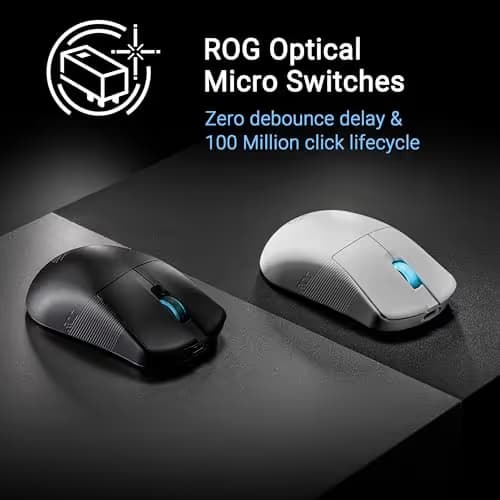 ASUS ROG Harpe Ace Mini Wireless Gaming Mouse – Small Compact Design, 49g Lightweight, 36K DPI AimPoint Sensor, Esports & FPS Gaming, Pro-Approved, White image