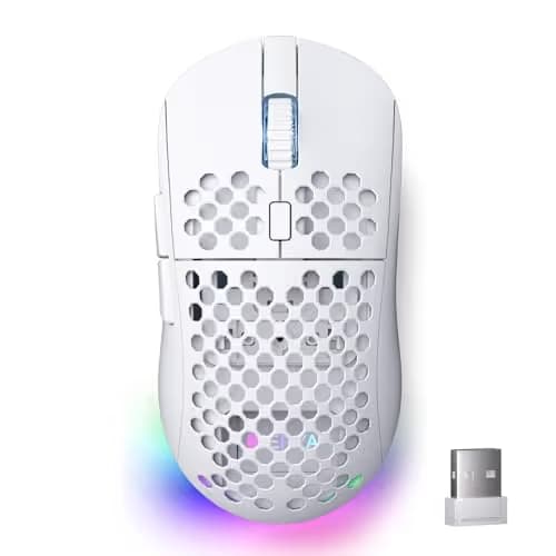 DIERYA M1 Wireless Gaming Mouse, 24000DPI, 180Hrs Battery, 16.8M RGB, 6 Programmable Buttons, Lightweight, Tri-Mode (2.4G/BT5.2/USB-C) for PC/Mac/Laptop - White image
