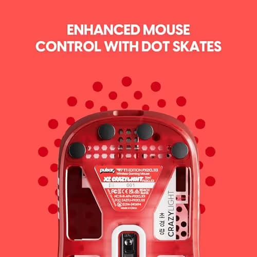 Pulsar Gaming Gears X2 Crazylight Wireless Gaming Mouse, Ultra Lightweight 1.27 oz (36g), Optical Switch, 32000 DPI, 750 IPS, XS-1 Sensor, 8k Compatible (Mini, Red, T1 Edition) image